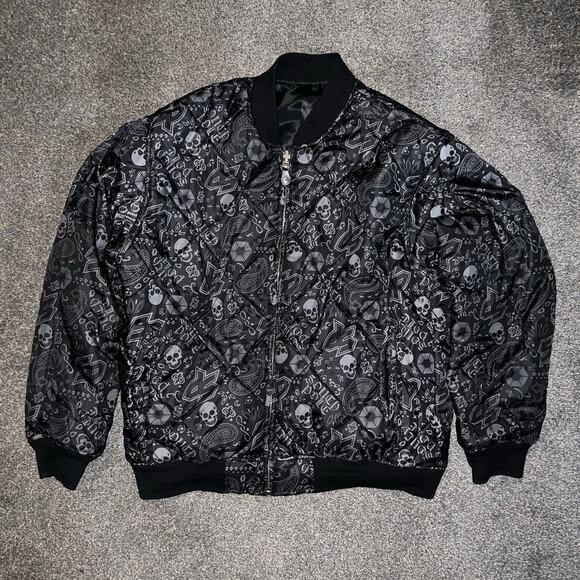 Vintage Y2K Southpole Reversible Bomber Jacket Men’s Size Large Skull Paisley
